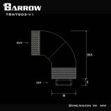 Barrow adapter 90° (Snake), 3-way rotary, internal/external thread G1/4, silver