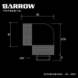 Barrow adapter 90°, dual rotary, internal/external thread G1/4, silver